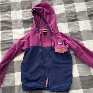 Patagonia Kids' Fleece Hoodie - Purple and Navy micro d fleece snap